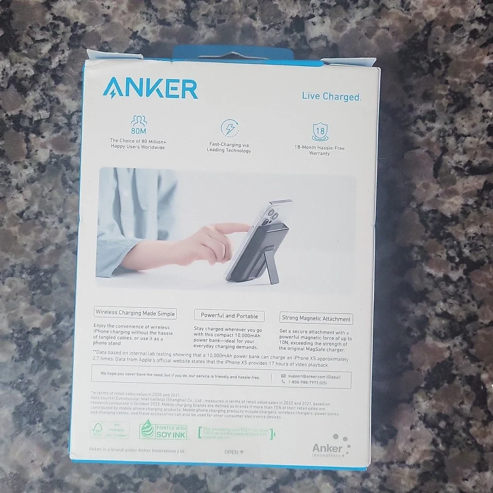 ANKER Magnetic Battery with Foldable Stand for IPhone 12 and later new 46+ hours